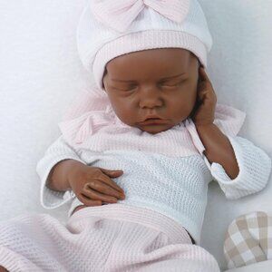 18.1in Full Silicone dark Brown Reborn Baby Dolls BOY Lifelike Newborn Dolls